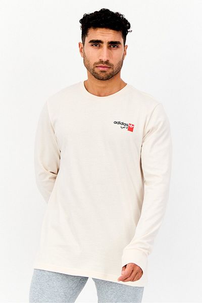 adidas Men Sportswear Fit Long Sleeves Outdoor Shirt, Beige