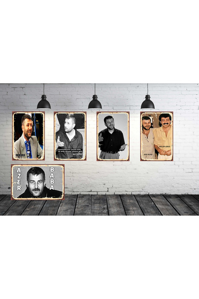 TAKIFİX Azer Bülbül Seti 5 Adet 20x30 Cm Retro Ahşap Tablo