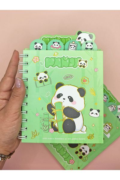 Limmy A5 Notepad with Cute Panda Bookmark (14X18 cm) - Panda and Bamboo