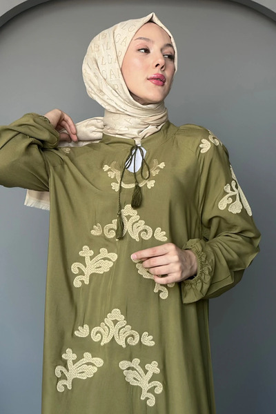 SaklıButik Hürrem Motif Nakışlı Elbise SK-8440