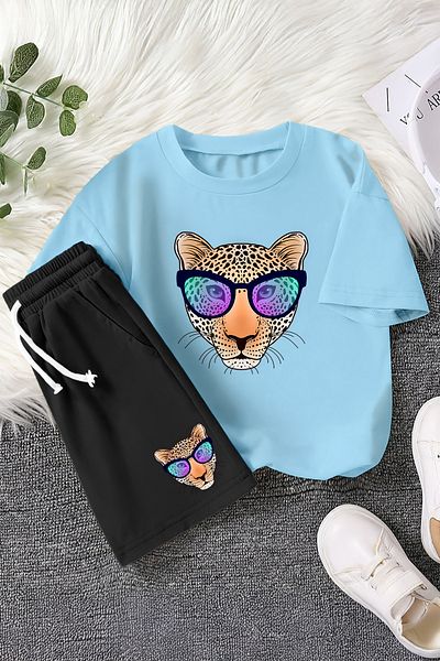 MYADA Set pentru copii din 2 piese cu imprimeu leopard premium 23457