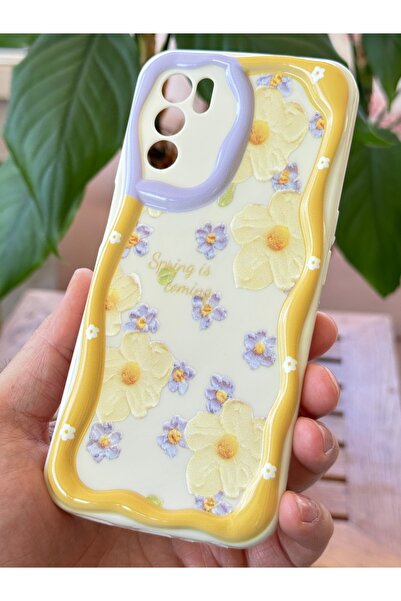 Fibaks Oppo A16 Kılıf Tasarımlı Desenli Kamera Korumalı Papatya Çiçek Renkli Silikon Kapak