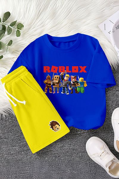 MYADA Premium Fun Roblox Printed Colorful 2-Piece Children's Set 23407
