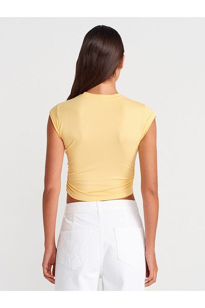 Dilvin 30899 Top-Yellow with Shirring Detail on the Sides