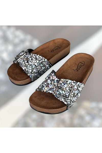 pien Pieen Women's Single Buckle Stone Soft Soft Orthopedic Sole Slippers