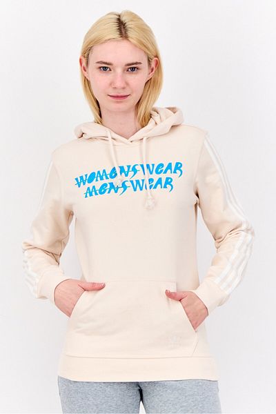adidas Women Sportswear Fit Long Sleeves Outdoor Hoodie, Cream