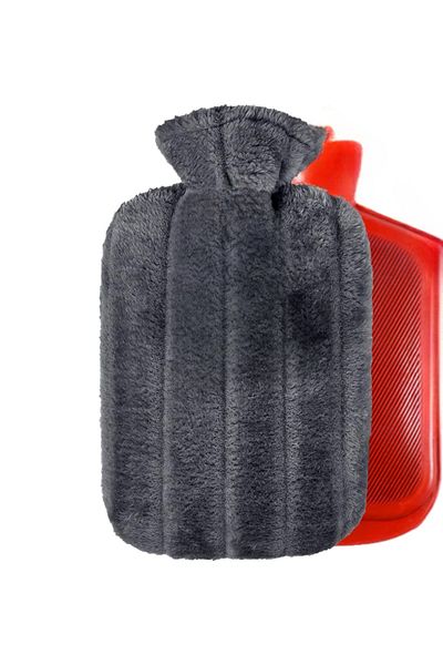 SB SizinBazar Grey Plush Cover - Detachable Hot Water Bag Cover Washable 2 Lt (Case Only)
