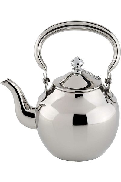 ALSAIF 1 liter durable and elegant sword teapot, ideal for serving tea and other types of tea. Silver color.