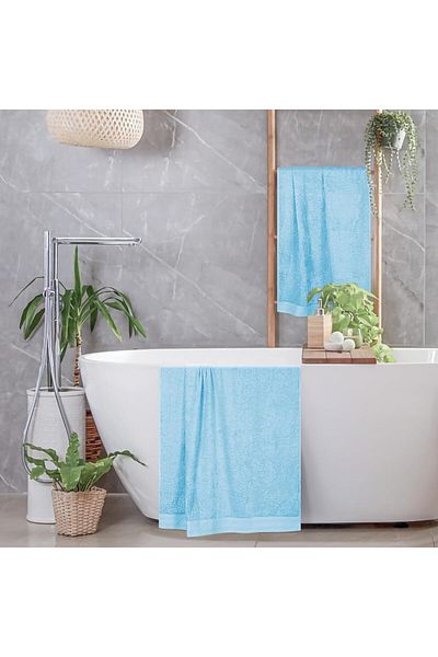SB SizinBazar Light Blue 100% Cotton Bath and Beach Towel - 70 * 140 Cm