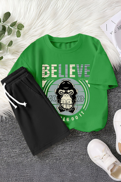 MYADA Nova sezona Believe Monkey Štampano Dvodelni dečiji set 22477