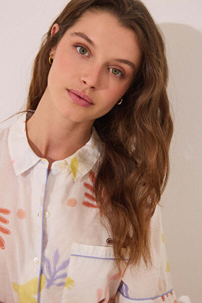 Women'secret Short classic pyjamas in allover viscose with leaves