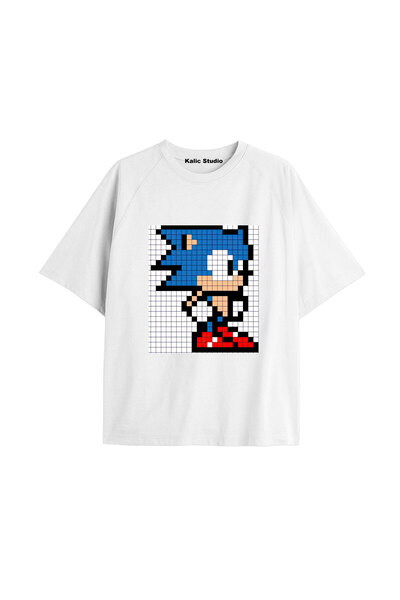 Kalic Studio Tricou alb de vară UNISEX Mr. Sonic cu model