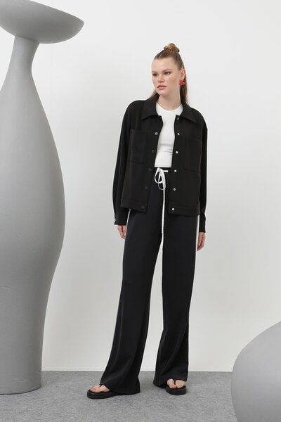 Soul جاكيت نسائي بزر كبس -32169CKT - أسود