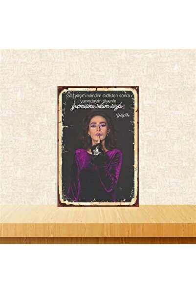 TAKIFİX Yıldız Tilbe 20-30 Cm Retro Ahşap Poster Tkfx3693