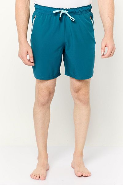 motion Men Drawstring Solid Board Shorts, Teal