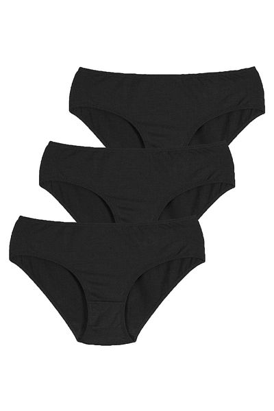 Penti Κάλυμμα 3 τεμαχίων Βαμβακερό Μαύρο Slip Panty