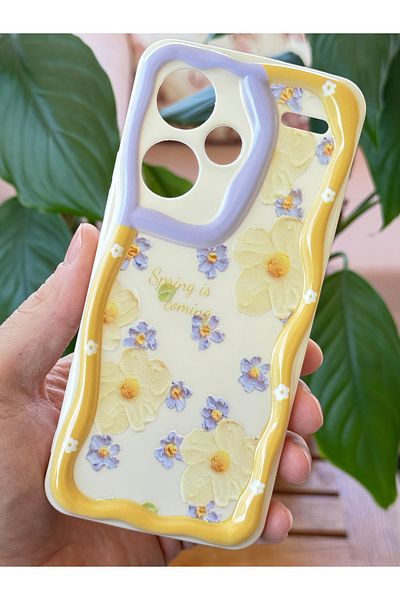 Fibaks جراب Redmi Note 13 Pro Plus 5G بتصميم منقوش لحماية الكاميرا على شكل زهرة الأقحوان وغطاء من السيليكون الملون
