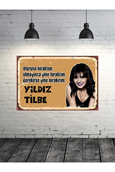 Home Oluruna Bıraktım Yıldız Tilbe 20x30 Cm Retro Ahşap Tablo