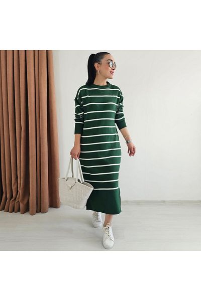 6 butik altı üstü butik Ριγέ Ολόκληρο Πλεκτό Φόρεμα Lycra