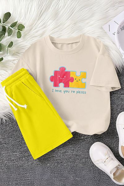MYADA New Season I Love You Written Puzzle Printed 2-Piece Children's Set 23476