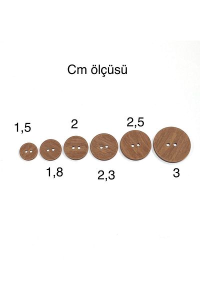karantuhafiye Wooden Look Plastic Button / Set of 6 Tan /02744 / 2 cm