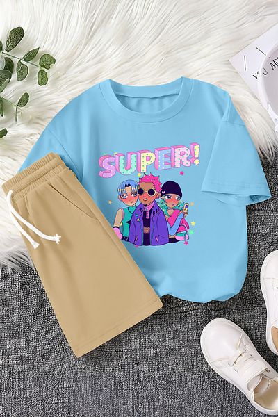 MYADA Set pentru copii din 2 piese cu imprimeu anime pentru adolescenți premium super scris 23471