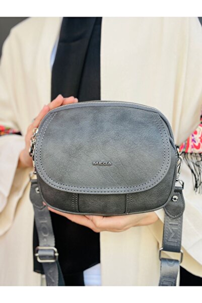 Çanta Trend Geantă de umăr și crossbody cu 4 compartimente pentru femei, din piele artificială moale, gri