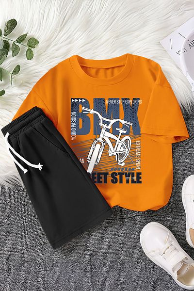 MYADA New Season Bmx Street Style Bicycle Printed 2-Piece Children's Set 22485