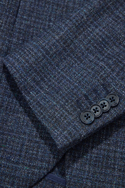 W Collection Dark Blue Buttoned Wool Jacket