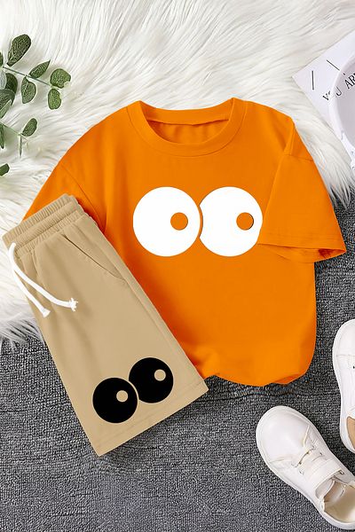 MYADA New Season Confused Eyes Printed 2-Piece Children's Suit 22561
