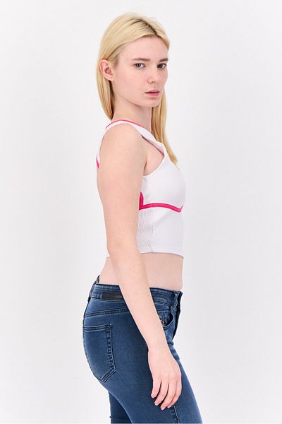 Don't Call Me Jennyfer Women Crew Neck Sleeveless Ombre Pattern Tank Top, White/pink