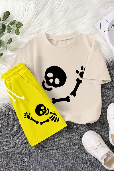 MYADA New Season Cute Skeleton Printed 2-Piece Children's Suit 23466