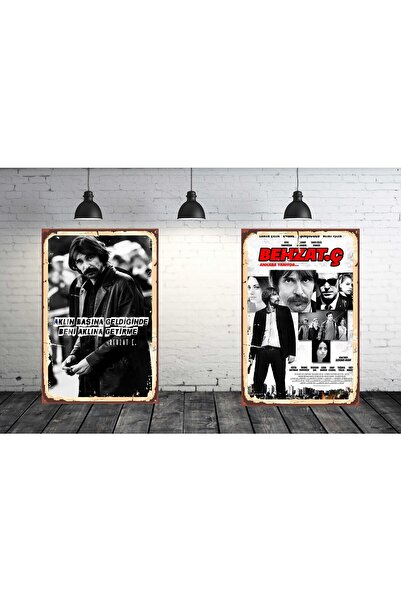 TAKIFİX Behzat Ç. Ankara Yanıyor Seti 2 Adet 20x30 Cm Retro Ahşap Tablo