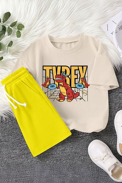 MYADA New Season T-Rex Dinosaur Printed 2-Piece Children's Set 23389