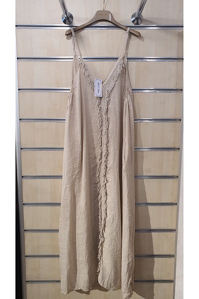Park Moda Μακρύ λινό φόρεμα με λεπτομέρεια με φούντα