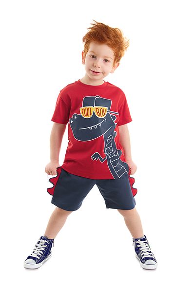 Denokids Cooles Dino Jungen Sommer T-Shirt Shorts Set