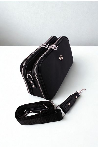 GALB LEATHER Culoare neagră, mărime medie, piele simplă, zilnic, cu 5 compartimente, geantă de umăr pentru femei.