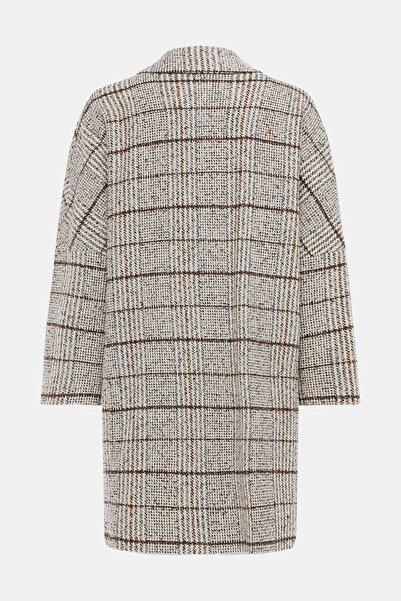 W Collection Multi-Colored Double-Breasted Collar Relax Fit Plaid Coat