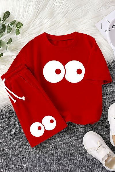 MYADA New Season Confused Eyes Printed 2-Piece Children's Set