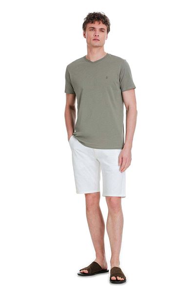 Hatemoğlu Μπλουζάκι Olive Green Regular Fit 100% βαμβακερό με λαιμόκοψη