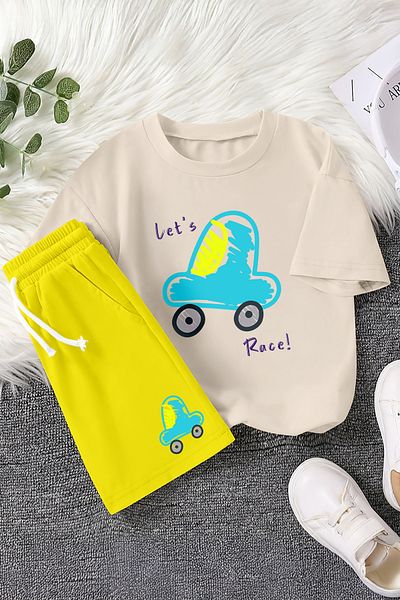 MYADA New Season Let's Race Car Printed 2-Piece Children's Set 23465