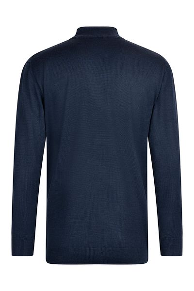 Hatemoğlu Μπλε Navy Regular Fit Jacquard Μάλλινο πουλόβερ με μισό ζιβάγκο
