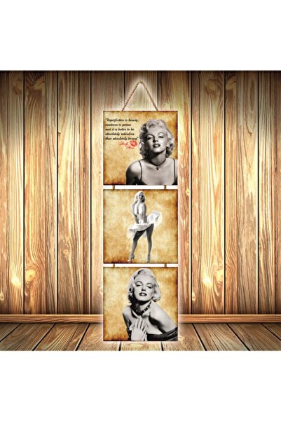 hazalshop Τριπλή ρετρό ξύλινη αφίσα με σχέδιο Marilyn Monroe Ü404