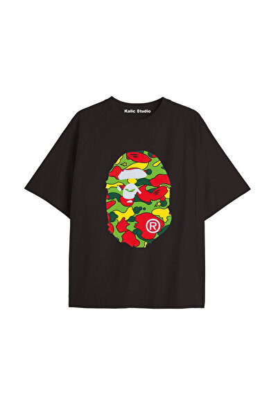 Kalic Studio Tricou de vară negru cu model Mr. Bape UNISEX