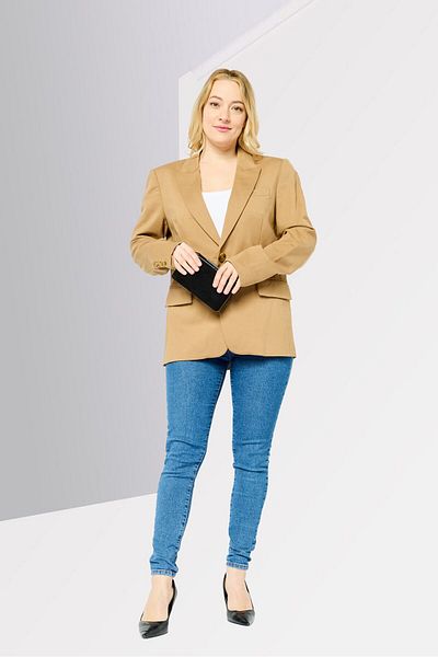 Michael Kors Women Fitted Long Sleeve One Button Blazer, Brown
