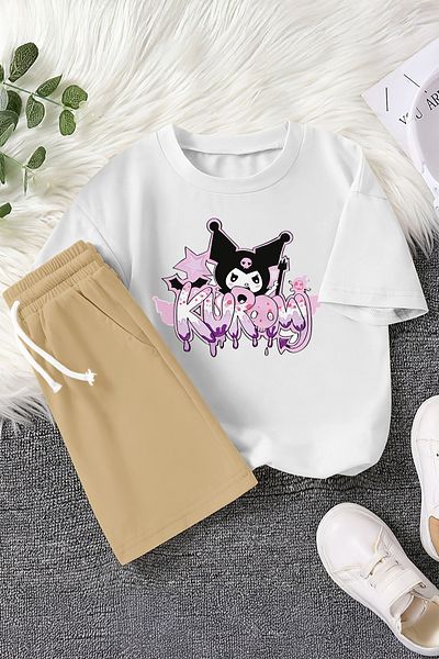 MYADA Premium Graffiti Written Baby Kuromi Colorful 2-Piece Children's Set 23408