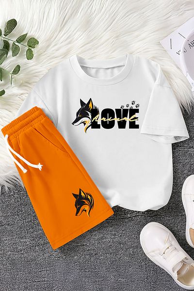 MYADA Love Animal Wolf Printed 2-Piece Children's Set