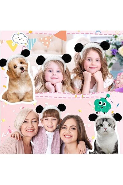 SB SizinBazar Peluş Panda Takımı!- Elastik Saç Bandı Ve Bileklik Yuz Yikama Cilt Bakimi Makyaj Seti