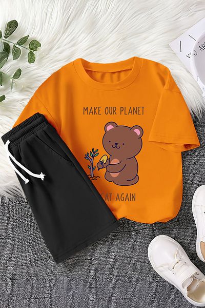 MYADA New Season Eco Bear Printed 2-Piece Children's Set 22790
