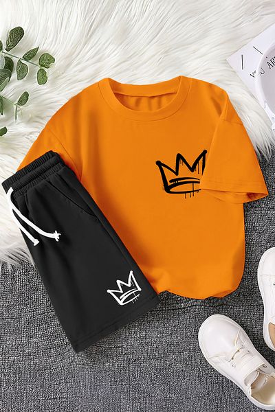 MYADA New Season King Drawing Printed 2-Piece Children's Set 23461